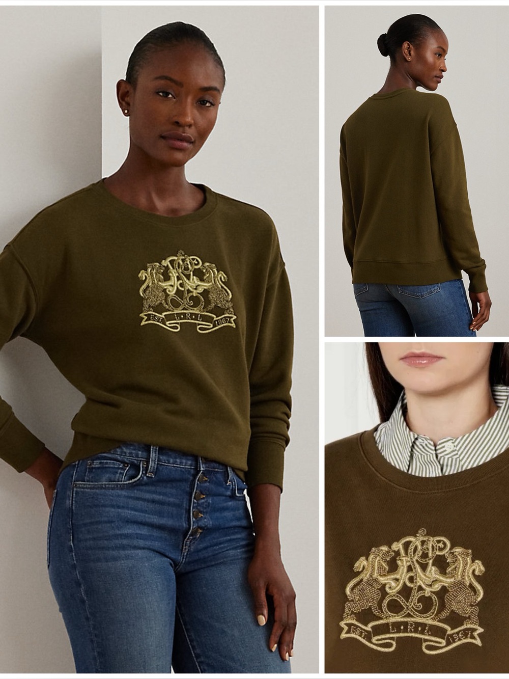 Lauren RALPH LAUREN ~ Lion Crest French Terry Pullover